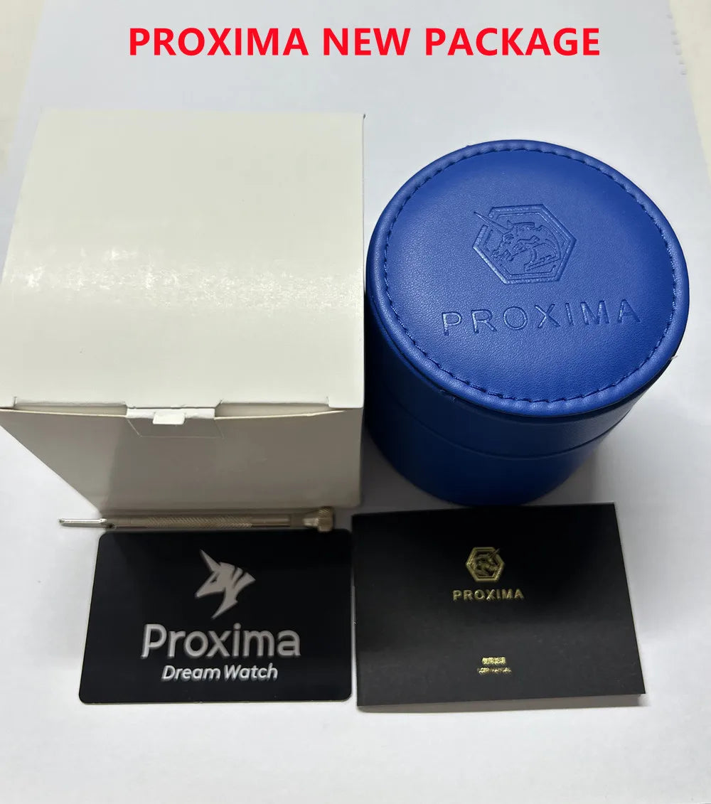 Proxima PX1734 Retro Quartz Chronograph Men Watches Sapphire Glass Enamel Dial Stainless Steel Fashion Dress Wristwatch