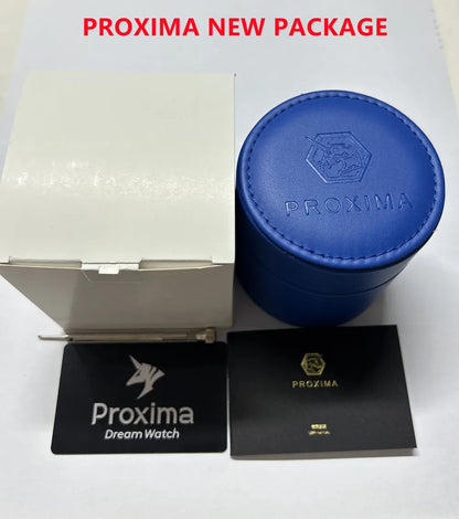 Proxima PX1734 Retro Quartz Chronograph Men Watches Sapphire Glass Enamel Dial Stainless Steel Fashion Dress Wristwatch