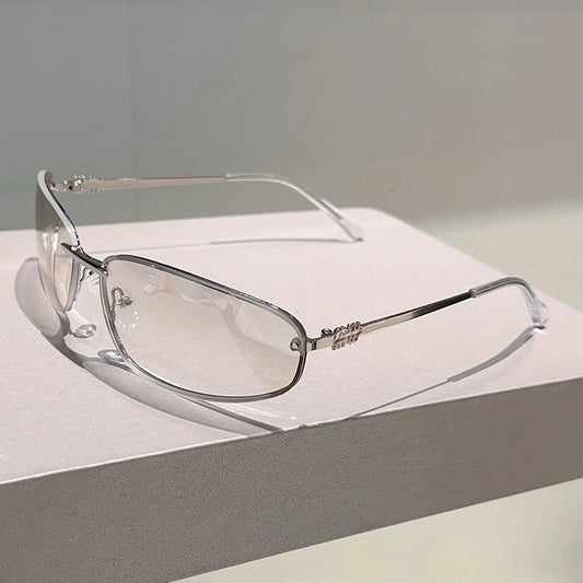 Alloy Rimless Square Sunglasses Women New in Stylish Outdoor Decor Shades Women Trendy Pink Silver Designer Mirror Sun Glasses