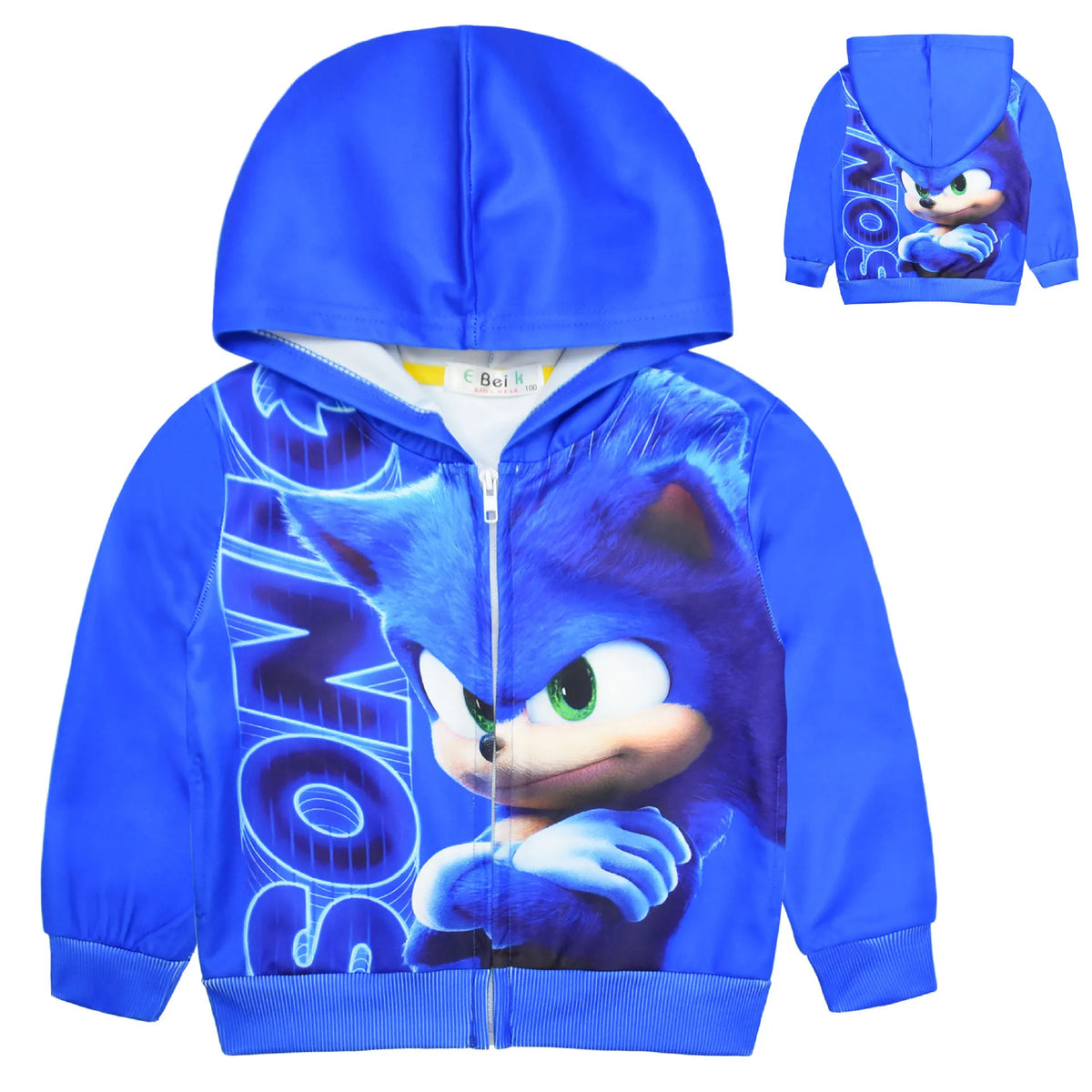 Felpa con cappuccio unisex per bambini con costume di Sonic the Hedgehog, blu, per Halloween, cosplay e feste in maschera