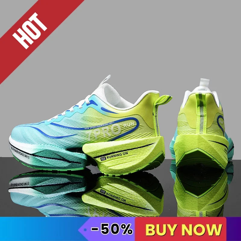 NEW Sports Running Shoes Men Marathon Breathable Comfortable Women Athletic Training Outdoor Sneakers Air Cushion Carbon Plate