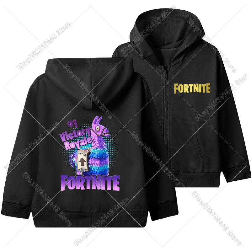 Juego de moda: sudaderas con capucha y cremallera de Fortnite. Chaqueta con capucha para niños. Sudadera fina de otoño. Ropa de manga larga para niño. Abrigo con capucha informal.