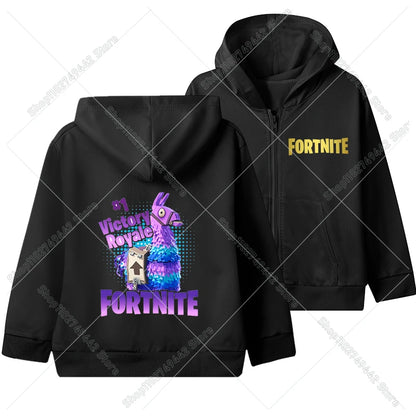 Juego de moda: sudaderas con capucha y cremallera de Fortnite. Chaqueta con capucha para niños. Sudadera fina de otoño. Ropa de manga larga para niño. Abrigo con capucha informal.