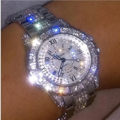 Luxury Shiny Fine Zircon Quartz Watch Elegant All-Star Jewels Women Mechanical Wristwatches Fashion Folding Wrist Watches Buckle