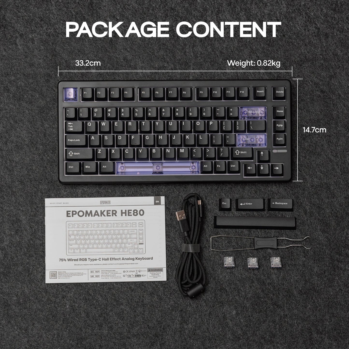 EPOMAKER HE80 75% US-QWERTY-Layout Hot-Swap Creamy Gasket kabelgebundene magnetische Hall-Effekt-Mechaniktastatur DKS SOCD für PC/Mac