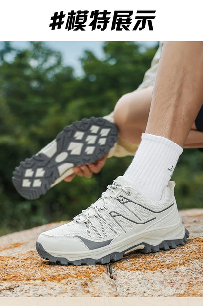 New Large Outdoor Mountaineering Shoes Men Spring and Autumn Mesh Breathable Sneakers Outdoor Travel Hiking Non-Slip Shoes