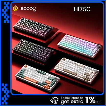 Kit tastiera meccanica LEOBOG Hi75C 3 modalità/cablata Hot Swap con manopola, RGB, guarnizione in lega di alluminio, kit tastiera Hi75C per PC, regalo personalizzato