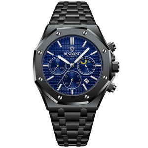 BINBONG B0161 Top Brand Man Business Quartz Watch Chronograph Wristwatch Stainless Steel Strap 30M Waterproof Luxury Men Watch