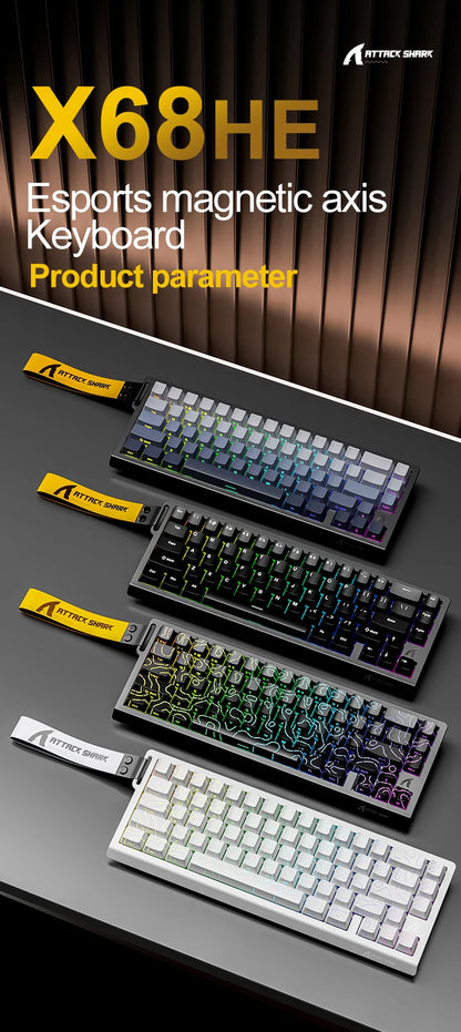 Attack Shark X68HE Gaming Keyboard Wired 8K Polling Hall Effect Magnetic Switch Rapid Trigger SOCD/RS Low Latency Pro Gaming