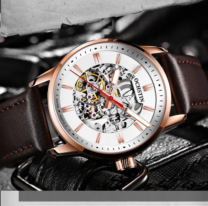 OCHSTIN Automatikuhren für Herren – Luxus, Royal, Leuchtend, Skelett, wasserdicht, mechanisch, modisch – Herrenuhren als Geschenke für Männer