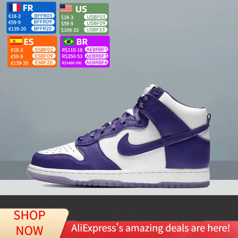 Nike Dunk SP “Varsity Purple” High-Top Skate Shoes Stylish Comfortable Slip-Resistant Durable Unisex Casual Shoes DC5382-100