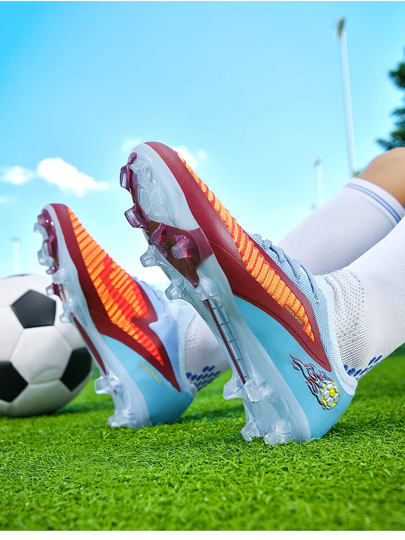 Nouvelles chaussures de football pour hommes, crampons de sport d'extérieur, antidérapantes, à longues pointes, respirantes et confortables pour l'entraînement et les matchs.