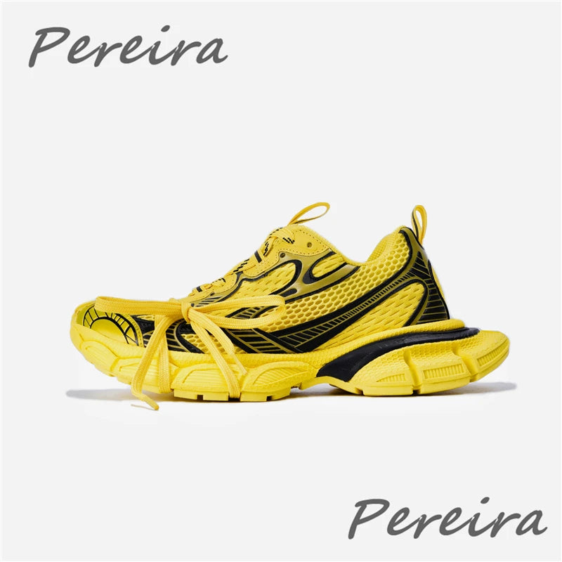 Pantofi sport pentru bărbați Street Style cu talpă groasă, culori mixte noi, cu șireturi, încălțăminte casual pentru cupluri, confortabilă și respirabilă, pentru alergare și mers pe jos