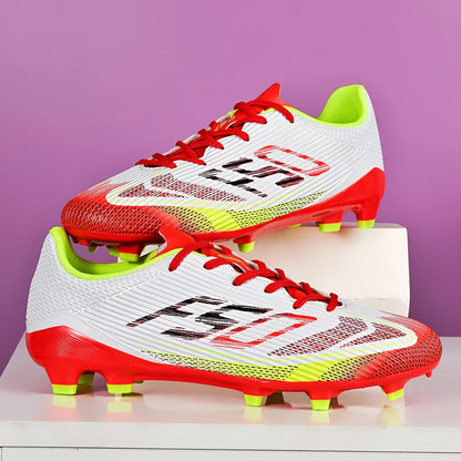 Chaussures de football pour hommes AG FG pour terrain ferme, en matériau PU léger, avec crampons renforcés, pour adultes, pour entraînements de football en extérieur et compétitions.