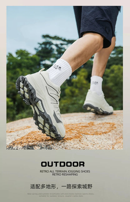 New Large Outdoor Mountaineering Shoes Men Spring and Autumn Mesh Breathable Sneakers Outdoor Travel Hiking Non-Slip Shoes
