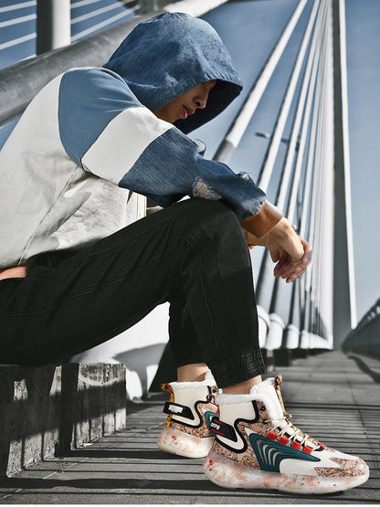 мъжки ботуши Нови зимни пантофи Топли мъжки обувки Водоустойчиви Неплъзгащи се плюшени маратонки Мъжки тенис обувки Ботуши Мъжки маратонки Зима
