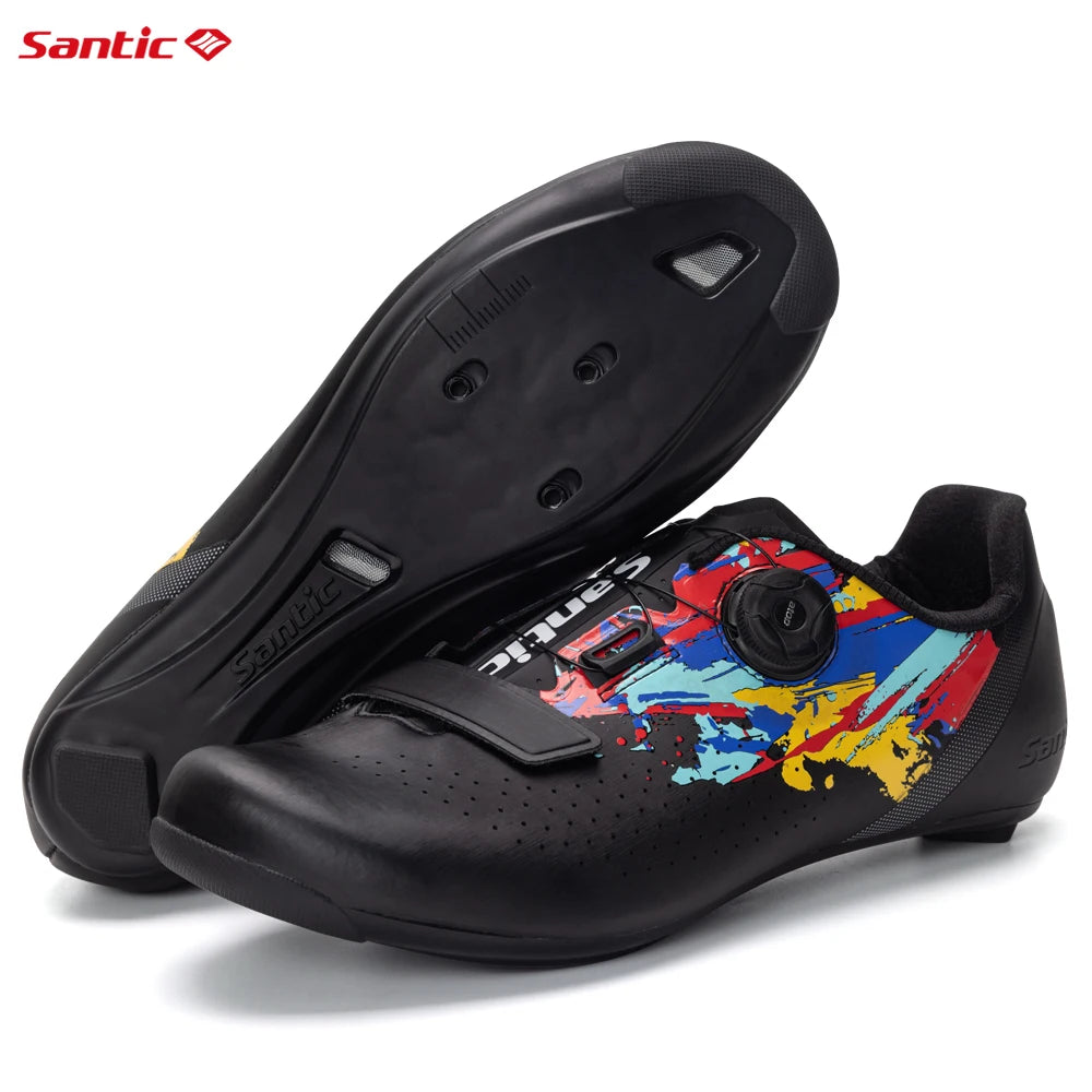 Santic herre-cykelsko med ny glasfiber-nylon-sål – Outdoor Pro landevejs-racersko med autolås til landevejscykling