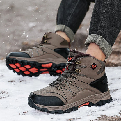 Bottes de neige chaudes en peluche pour hommes, baskets montantes d'automne, antidérapantes, résistantes à l'usure, pour l'alpinisme et la randonnée, nouvelle collection hiver