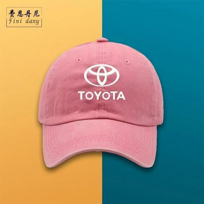 New 2026 high-quality Toyota pure cotton baseball cap with a vintage washed soft-top design, suitable for outdoor cycling and su