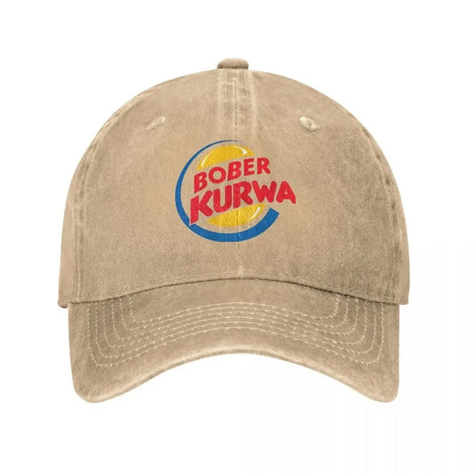 Bober Kurwa Meme Inspired Burger King Baseball Cap Distressed Denim Hats Vintage Outdoor Activities Unstructured Soft Sun Cap