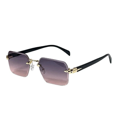 Metal Rimless Sunglasses Metal Hinges Men's Women's Beveled Edge Outdoor UV Protection Eyewear Brand Designer Stylish Glasses
