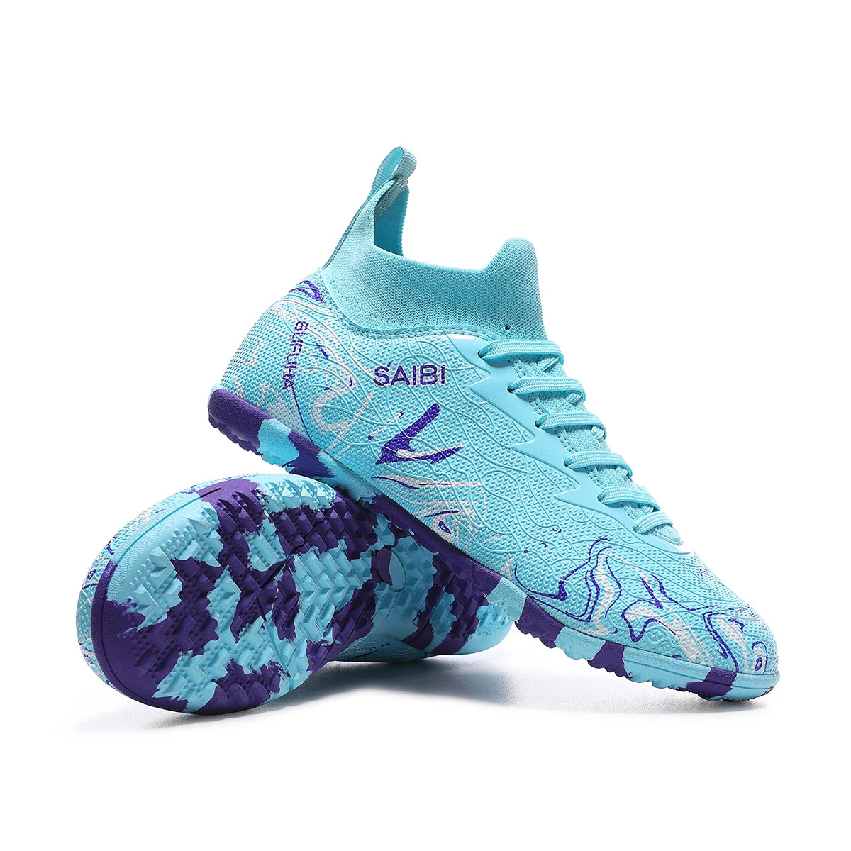 Chaussures de football TF pour adultes, économiques, en tissu PU mélangé, crampons en caoutchouc durables, antidérapantes, pour les passionnés de football amateur.