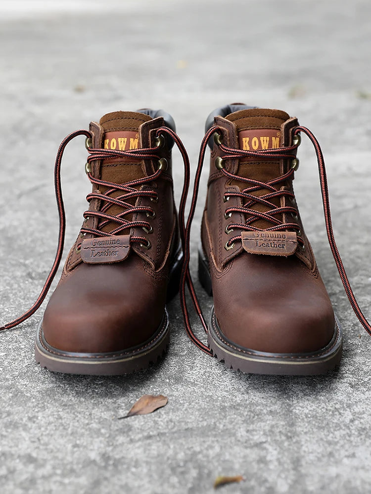 KOWM Cowhide Outdoor Men Hiking Shoes Waterproof Tactical Desert shoes Hunting Boots Snow Boots Fur Sneaker Women Trekking Shoes