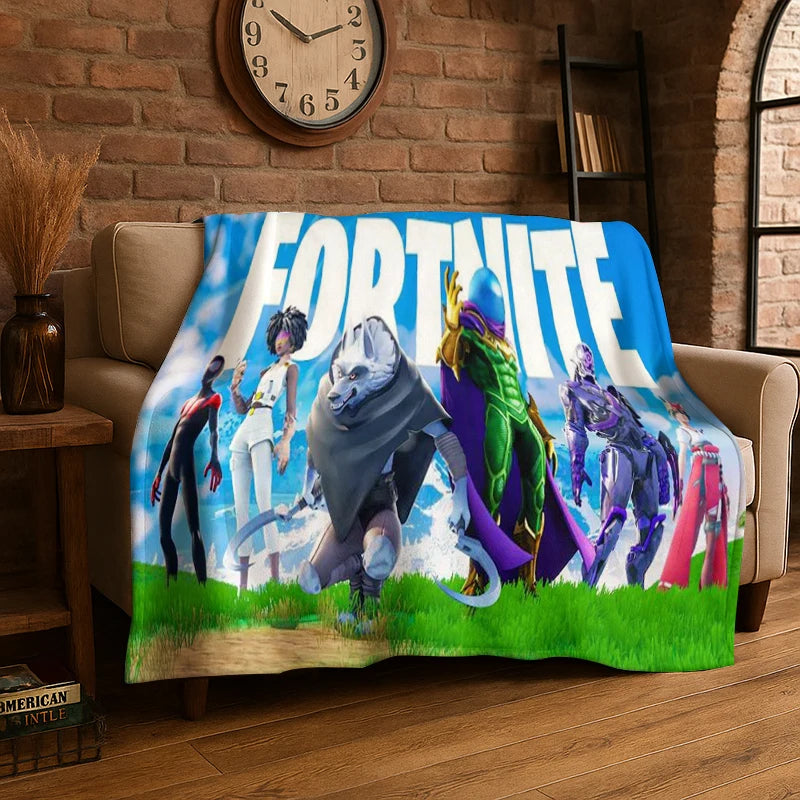 Manta de flanela Cartoon F-Fortnite Game Gamer, suave e quente, para quarto, sala de estar, cama, viagem, campismo, piquenique e oferta