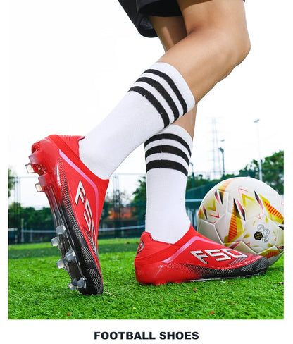 Neue Herren-Fußballschuhe, Futsal- und Outdoor-Sneaker, rutschfeste hochwertige Fußballschuhe mit Stollen für Rasenplätze, Bestseller, High-Top, leicht