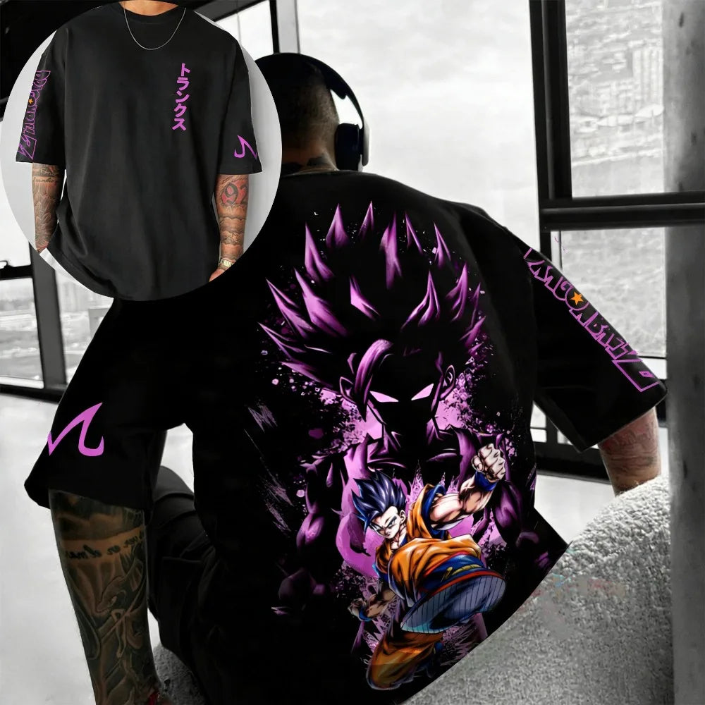 Oversize'owe kostiumy cosplayowe Dragon Ball Broli – letnia nowość z Harajuku, koszulka unisex z nadrukiem anime w stylu Y2K i hip-hopowym, na co dzień