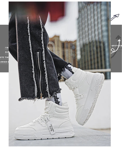 Fashion Casual Sneakers High Top Skateboard Shoes Student Boots Men and Women Trend Wear Resistant Two-color Couples