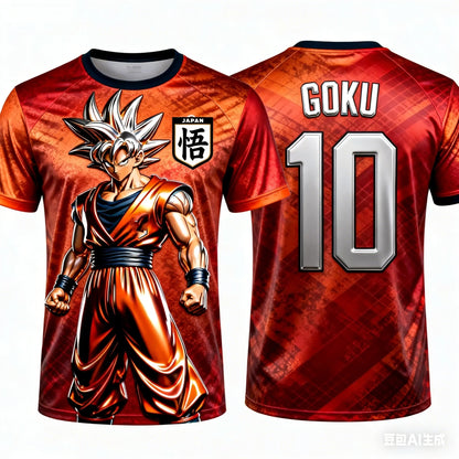 2026 Summer Dragon Ball Retro Cosplay T-shirt Men's Oversized 3D Printed Short-sleeved Family Unisex Children's Sports Shirt