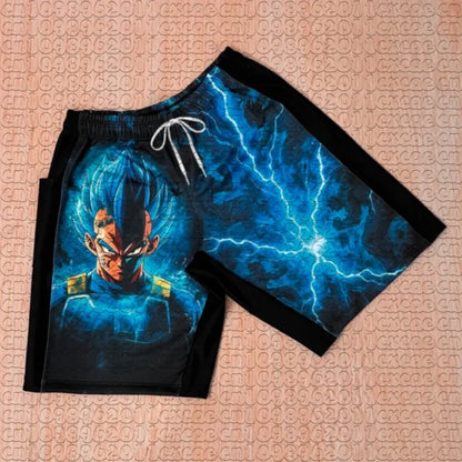 Șorturi de vară cu imprimeu manga Dragon Ball Goku, respirabile, cu uscare rapidă, șorturi sportive largi în stil retro american pentru bărbați și femei