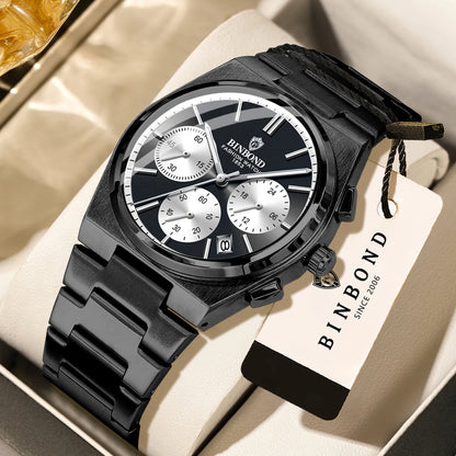 BINBOND – Präzise, robuste Quarz-Herrenuhr mit automatischem Datumsanzeige-Chronographen, Leuchtzeiger, wasserdicht, luxuriöse Freizeit-Herrenuhr Reloj