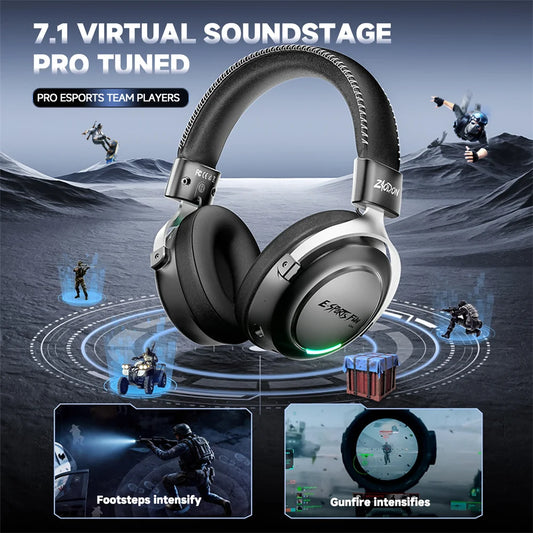 New Wireless Gaming Headphone,Bluetooth 6.0,53mm Titanium Drivers,7.1 Virtual Surround Sound,15ms Zero-Latency,for PC/PS5/Mobile