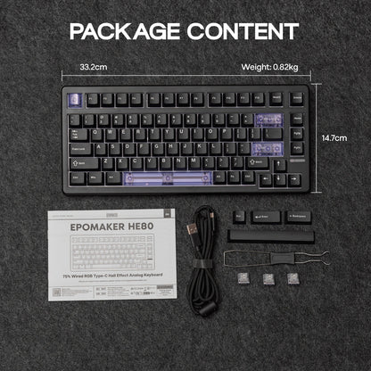 EPOMAKER HE80 75% US-QWERTY-Layout Hot-Swap Creamy Gasket kabelgebundene magnetische mechanische Tastatur mit Hall-Effekt, DKS SOCD für PC/Mac