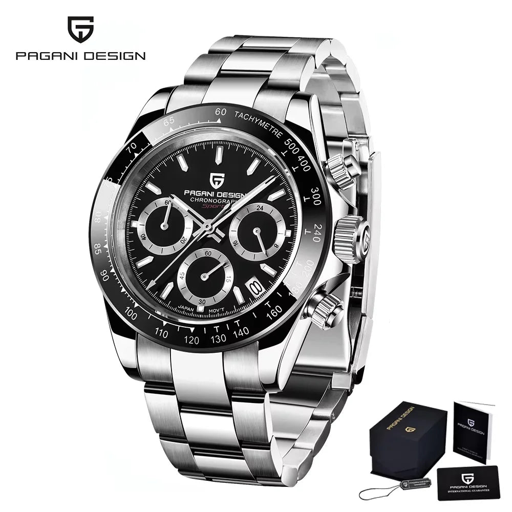 Novo Original PAGANI DESIGN PD-1664 Relógio de Pulso de Luxo para Homem, Movimento de Quartzo Japonês VK63, Safira, Cronógrafo Resistente à Água, Dourado