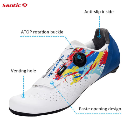 Santic herre-cykelsko med ny glasfiber-nylon-sål – Outdoor Pro landevejs-racersko med autolås til landevejscykling