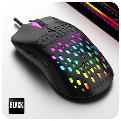 OnePlus G701 Wired 6 Keys Mouse Honeycomb Perforated Colorful Lighting Gaming And Office For Microsoft Windows Apple IOS System