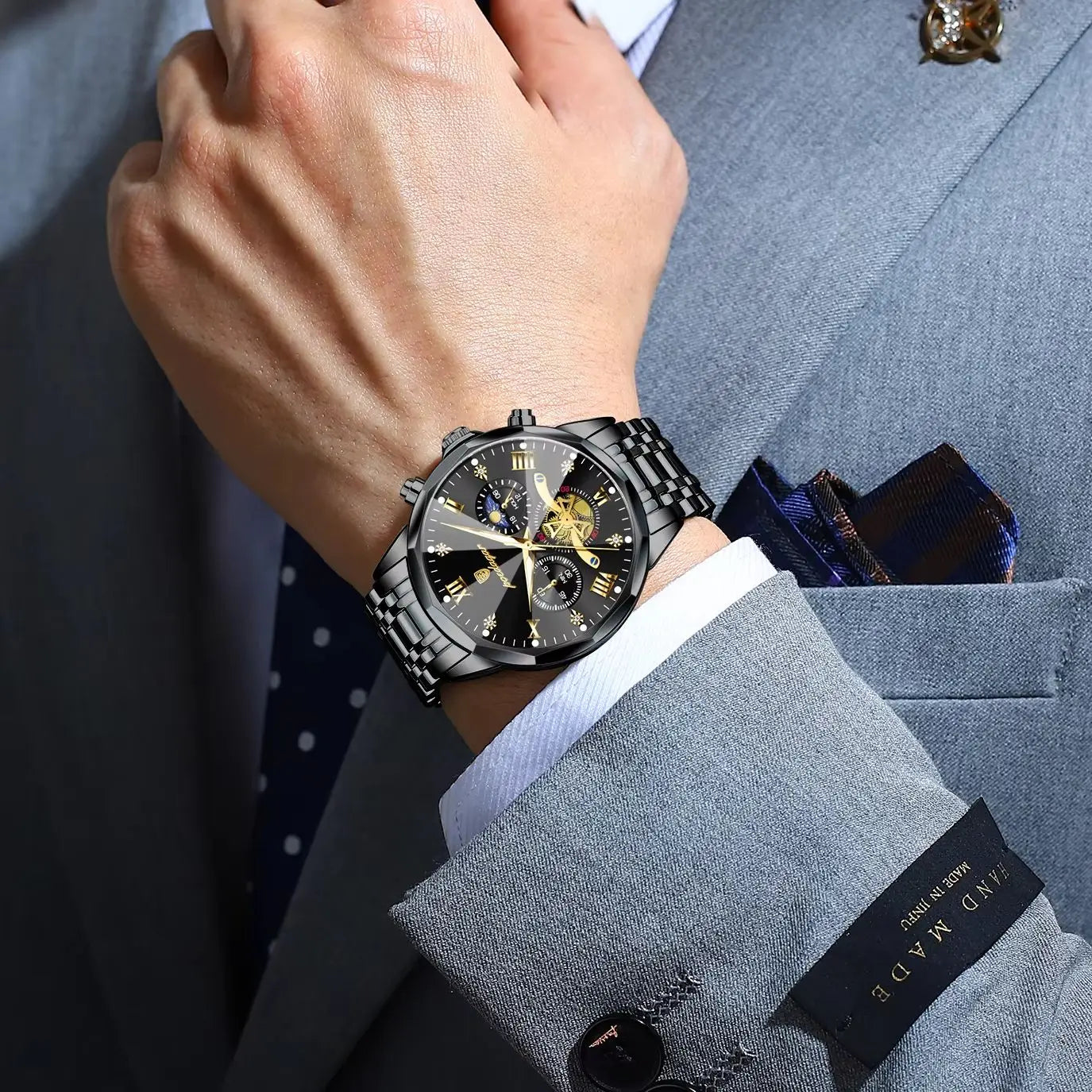POEDAGAR Luxury Fashion Men Clock Waterproof Luminous Chronograph Male Watch Stainless Steel Quartz Business Men's Watches Reloj