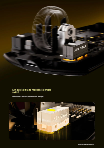 Mouse gaming wireless ATK X1 V2 Ultimate 2.0 Paw3950 Ultra, 54g, ușor, 750ips, latență redusă 0.163ms, 650ips, accesoriu nou, cadou