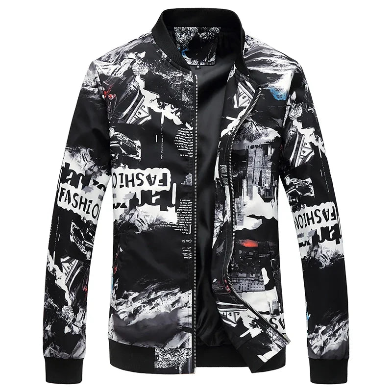 Spring and Autumn Men's Flower Jacket, Large Size Urban Casual Jacket, Multicolor Available