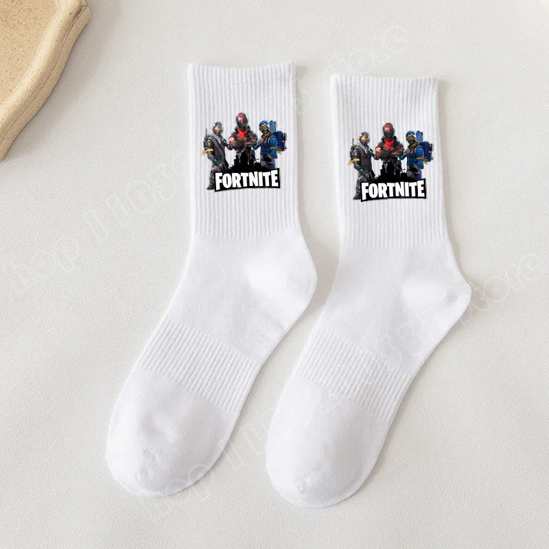 Fortnite Socks Cartoon Game Character Long Socks for Kids and Students in Spring and Autumn Solid Color Cotton Socks Birthday Gifts