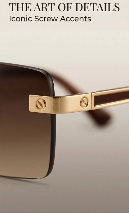 Vintage Rimless Rectangle Sunglasses Men 2026 Luxury Brand Designer Square Metal Frame Sun Glasses Hip Hop Y2K Fashion Eyewear