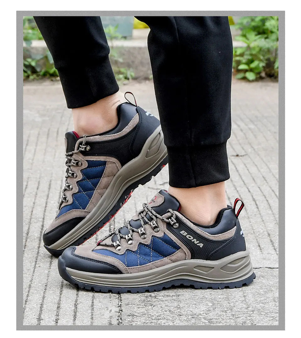 BONA 2023 New Designers Hiking Shoes Trekking Sneakers Men Shoes Man Trekking Walking Mansculino Fishing Camping Jogging Shoes