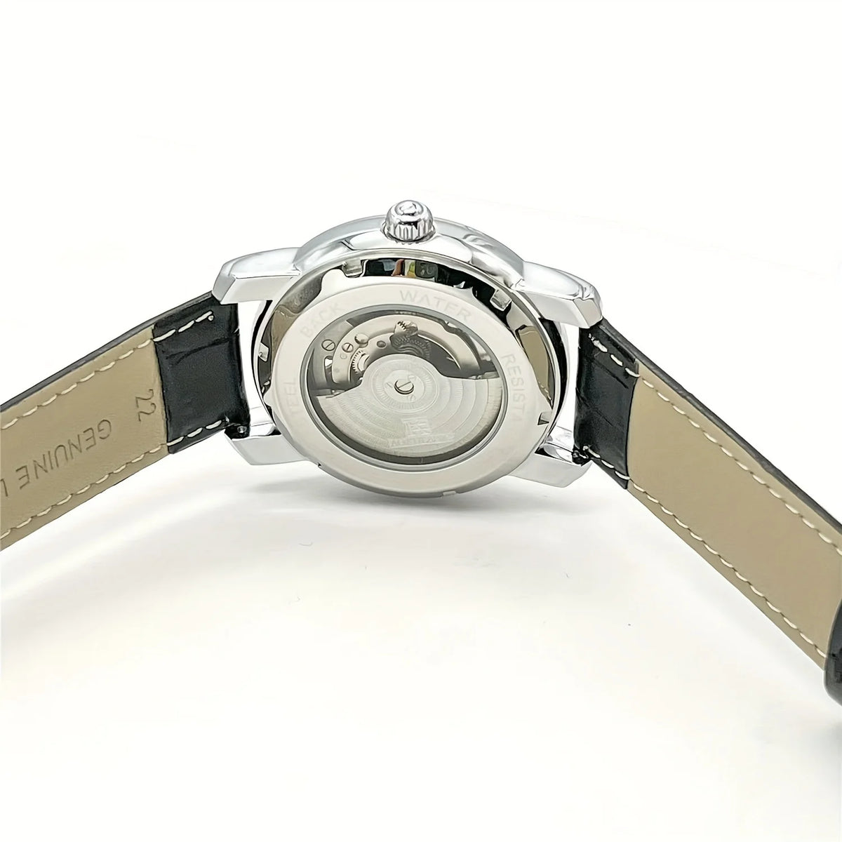 Montre mécanique automatique pour homme – Design squelette élégant, style « business casual » tendance, boîtier en alliage et bracelet en cuir, sans pile