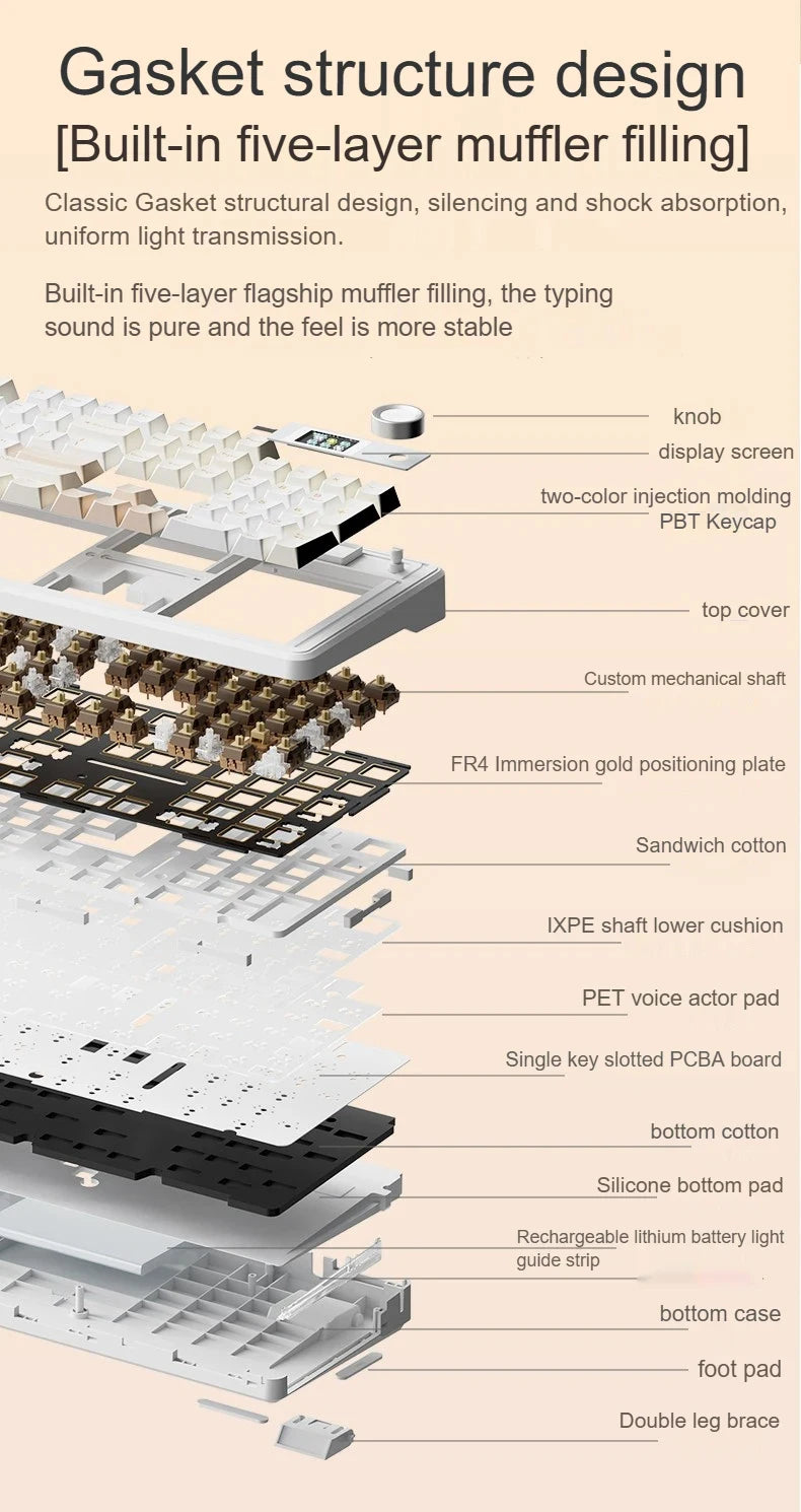 AULA F108 PRO Mechanische Tastatur, individuelles 100-%-Layout, RGB-Hintergrundbeleuchtung, kabellose Bluetooth-Verbindung, HiFi-Switch, Gaming-Tastatur