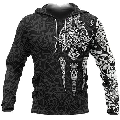 2024 Mens Hoodies Eagle Tattoo Pattern Vikings 3D Printed Fashion Casual Harajuku Hip Hop Autumn And Winter Oversized Sudaderas