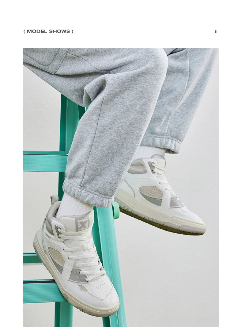 Xtep Skateboarding Shoes Men Wear-Resistant Comfortable Fashion Sport Shoes Shock Absorption High Top Sneakers 877419310024