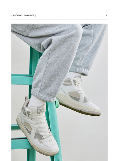 Xtep Skateboarding Shoes Men Wear-Resistant Comfortable Fashion Sport Shoes Shock Absorption High Top Sneakers 877419310024